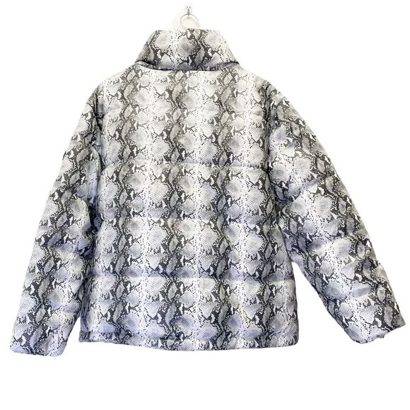 NWT Noize Jozy Reptile-Printed Vegan Puffer Jacket Coat White Gray Size 2X NEW - Picture 3 of 15